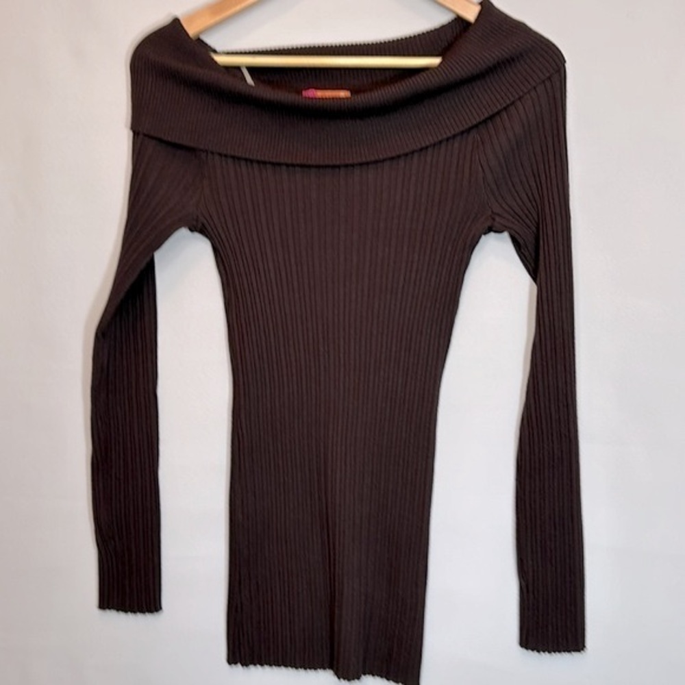 Catch My i Women Knit Sweater Ribbed Stetch Slim Fit Cowl Neckline Long Sleeve S - Picture 7 of 9